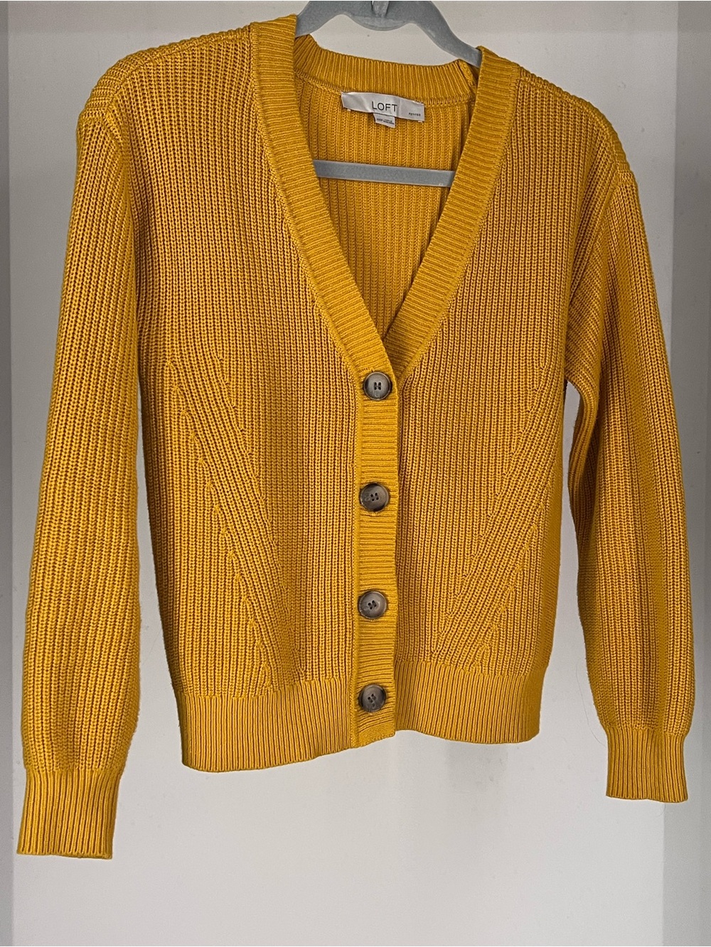 LOFT Yellow Knit Cardigan Like New